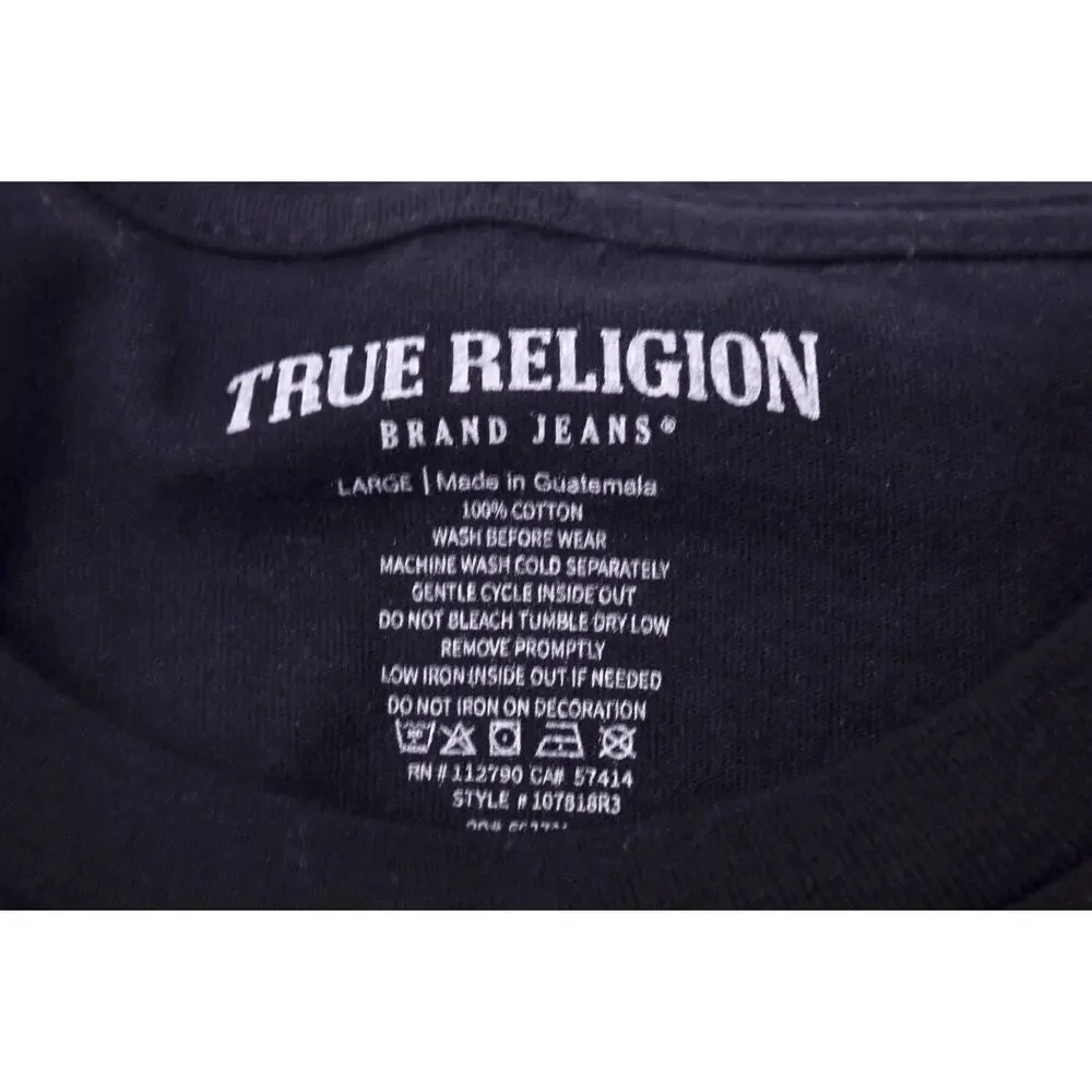 True Religion Buddha LS Tee Black Red Men's L NWT
